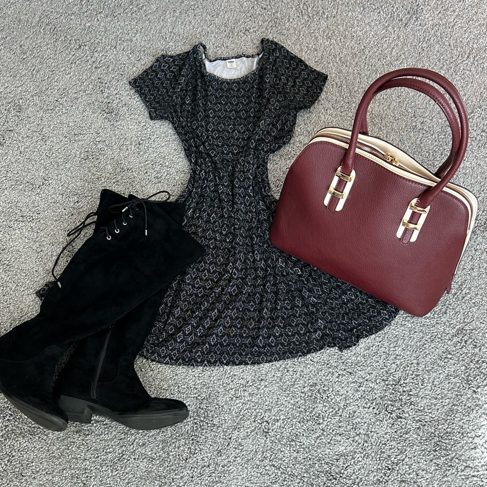 Old Navy Black and White Pattern Dress